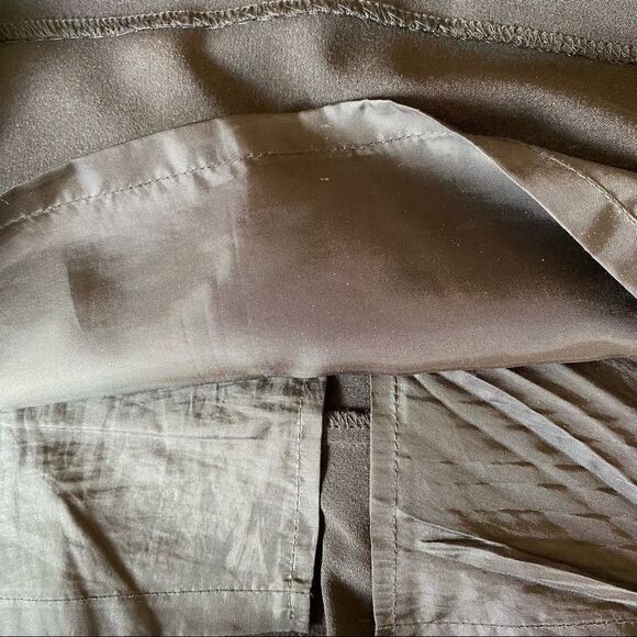 DressBarn Black Lined Pencil Skirt with Ruffle Hem, Belt Loops, & Button Details - Picture 9 of 10